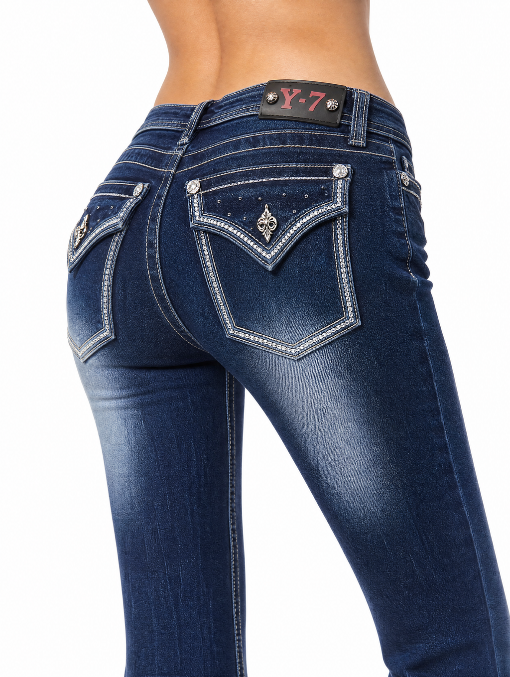 Y2K low-rise flare jeans front view
