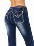 Y2K low-rise flare jeans front view