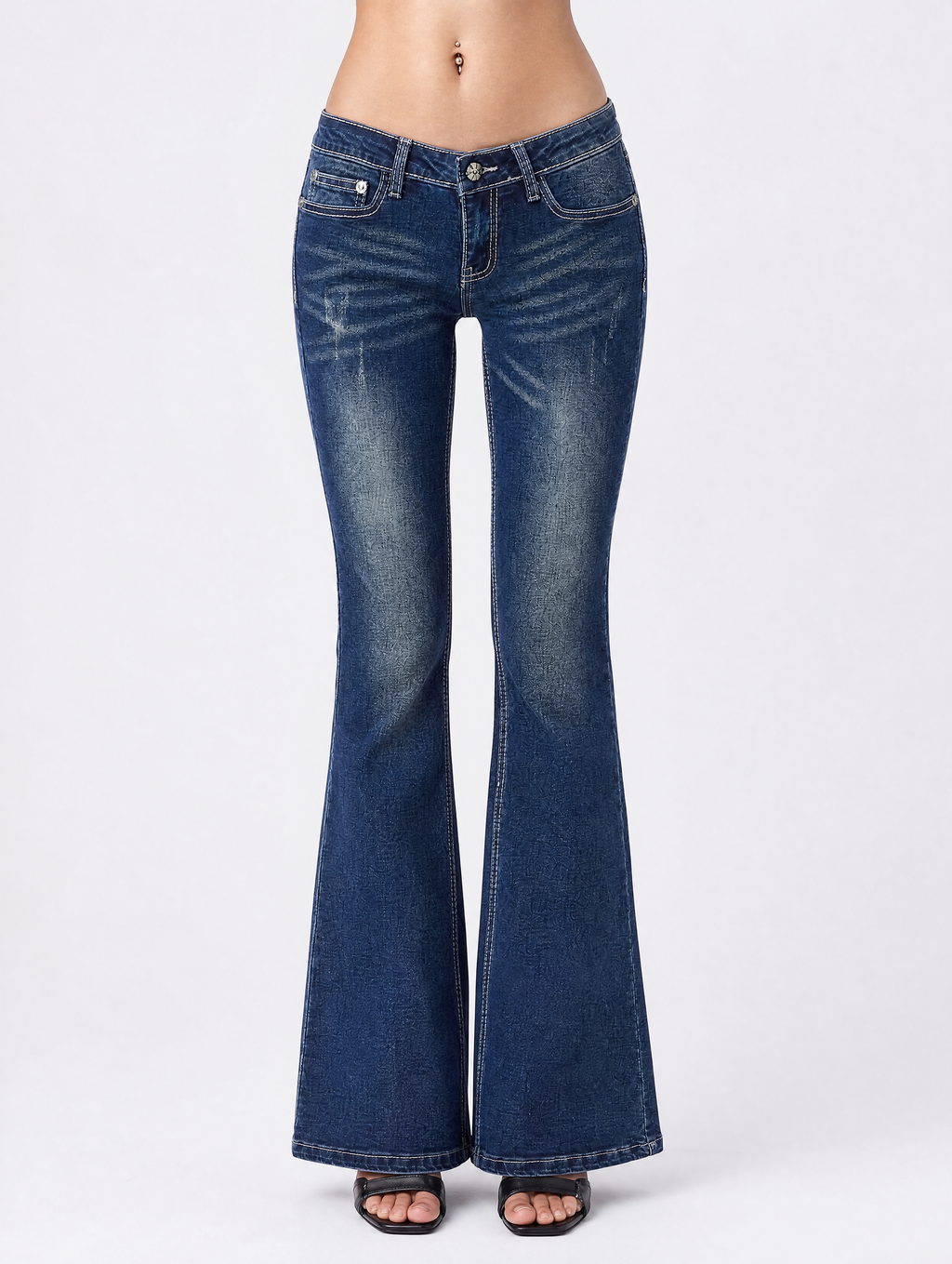 Y2K Lost Souls low-rise flare jeans front view