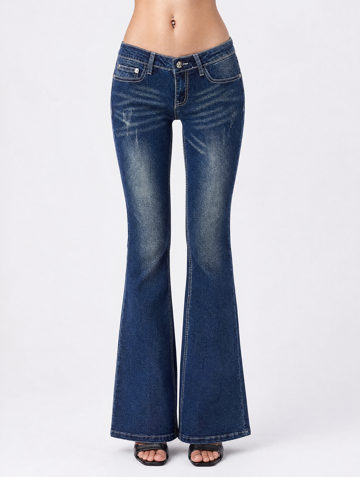 Y2K Lost Souls low-rise flare jeans front view