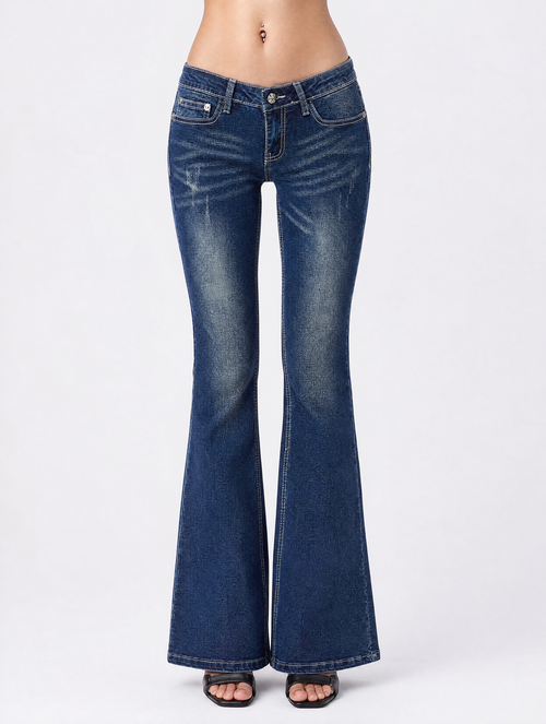 Y2K Lost Souls low-rise flare jeans front view