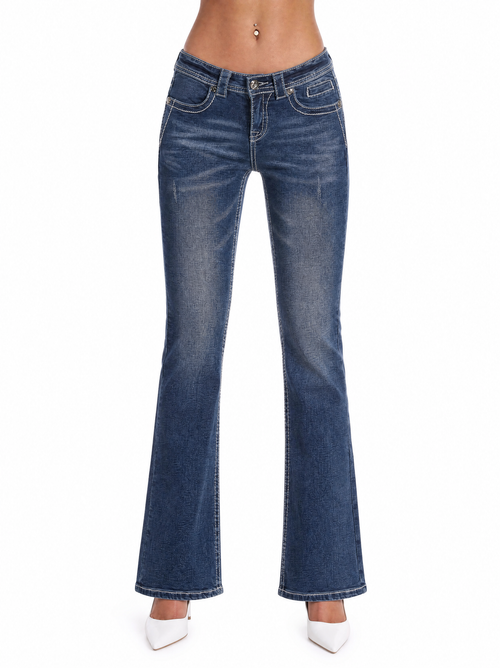 Y2K flare jeans angel wing embroidery back pocket
