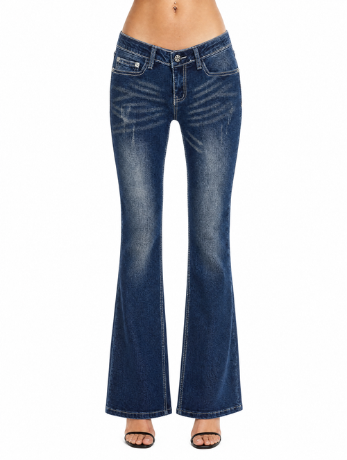 Y2K flare jeans front view full length
